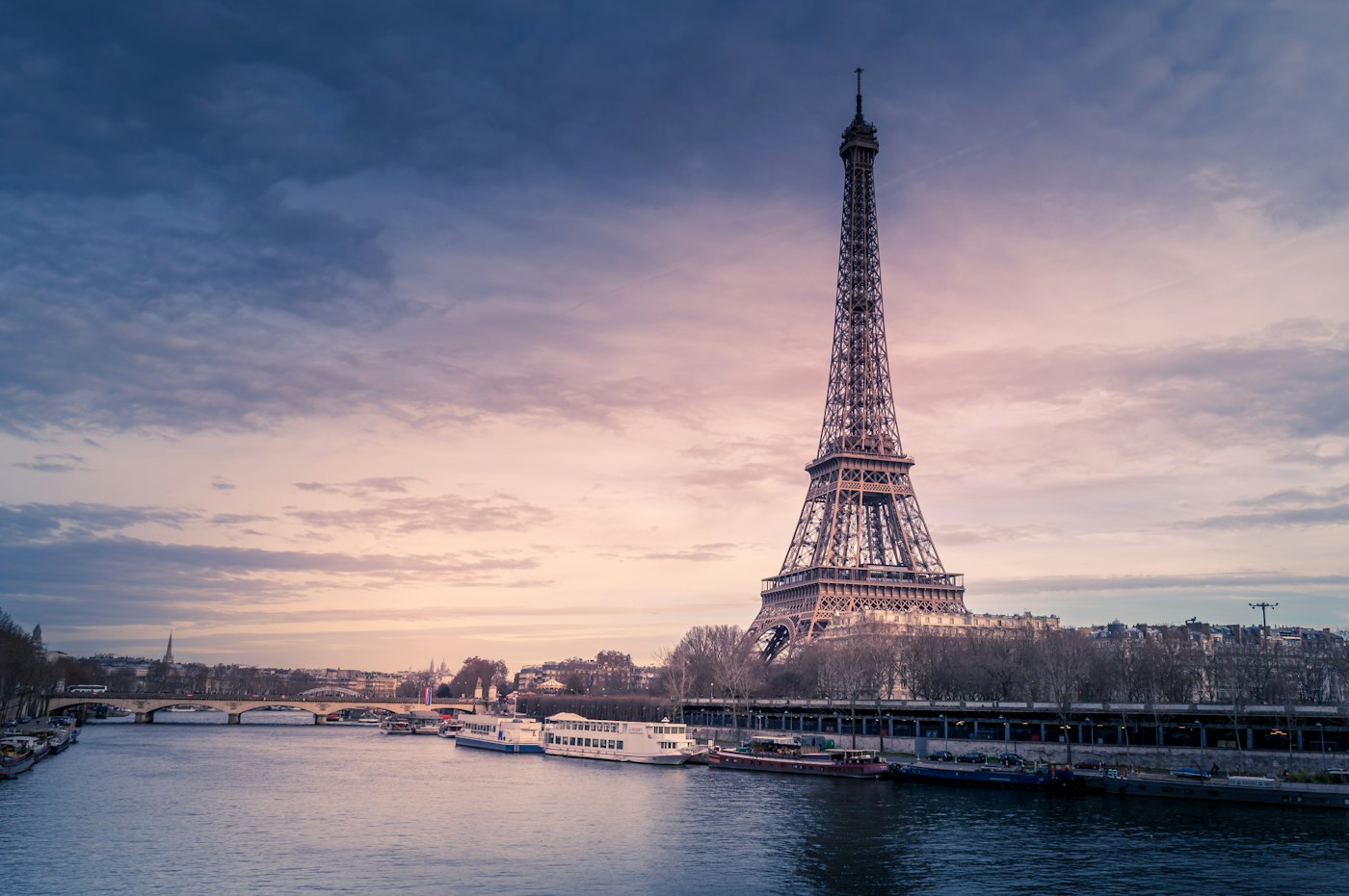 The Eiffel Tower across the Seine in Paris